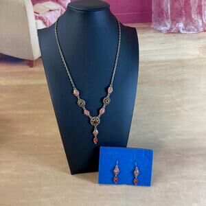 Y2K AVON Spice-Colored Y-Necklace Gift Set w/Earrings Deadstock w/Box (2007) NWT